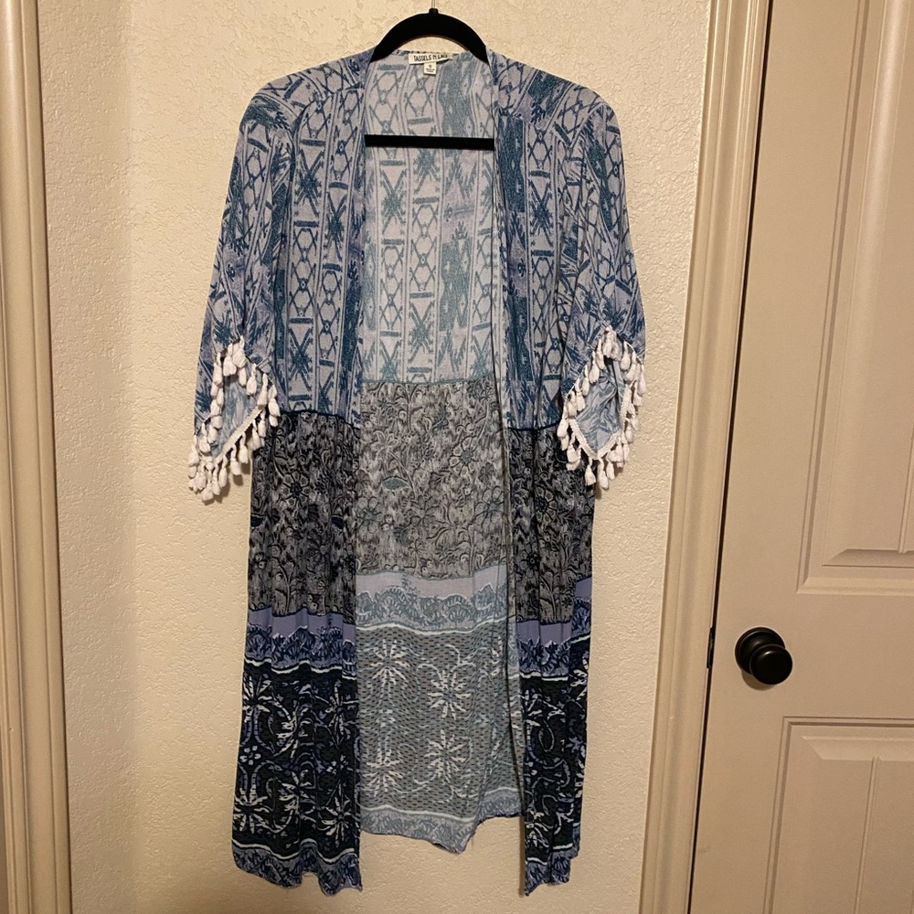Blue Tassels and Lace Duster